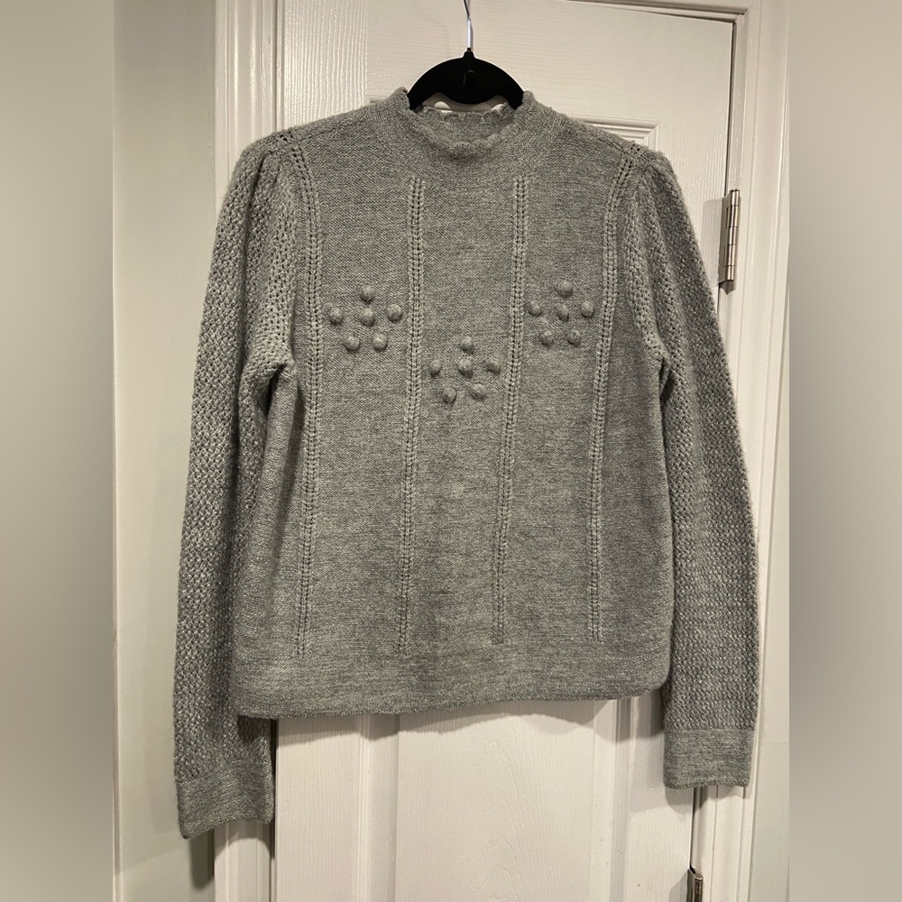 Lauren Conrad Size S Long Sleeve Pullover Bobble Knit Metallic Gray Sweater
